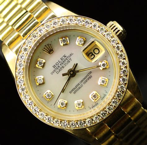 womens gold rolex diamond bezel|Rolex ladies datejust diamond bezel.